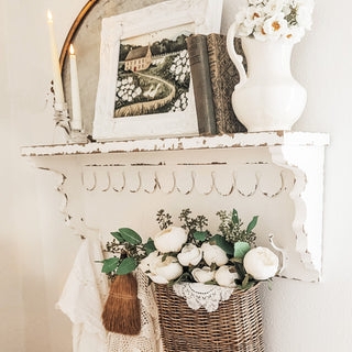 Wall Shelf with Integrated Hooks: Rustic Farmhouse Wall Shelf Hooks