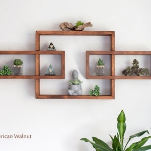 Wall Shelf Wooden Cubby Grid Layout for Bohemian Display