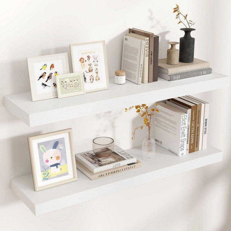 Wall Shelves Chunky Profile Thick Ledge Invisible Hardware Styling
