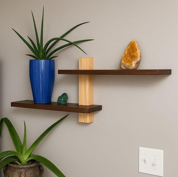 Wall Shelves Organic Silhouette Mid Century Modern Wood Set