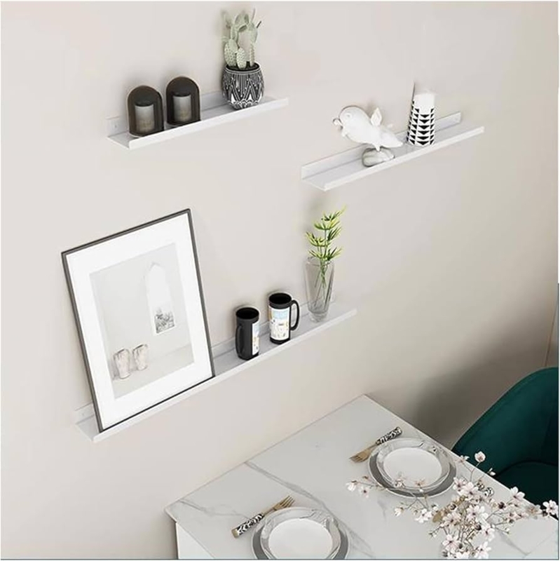Wall Shelves: U-Shaped Profile Matte White Set, Minimalist Modern Wall Decor