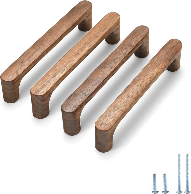 Walnut Cabinet Pulls Mid Century Rounded Cylindrical Bar