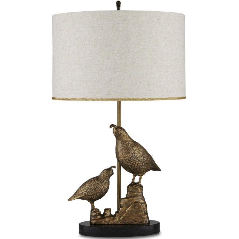 Whimsical Table Lamp: Antique Bird Leg Base, Cream Drum Shade