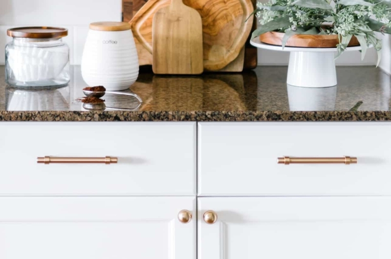White Cabinet Hardware Gold Bar Pulls and Knobs Set
