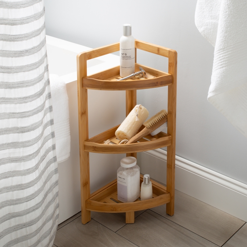 White Corner Linen Tower: Louvered Door and Open Shelf