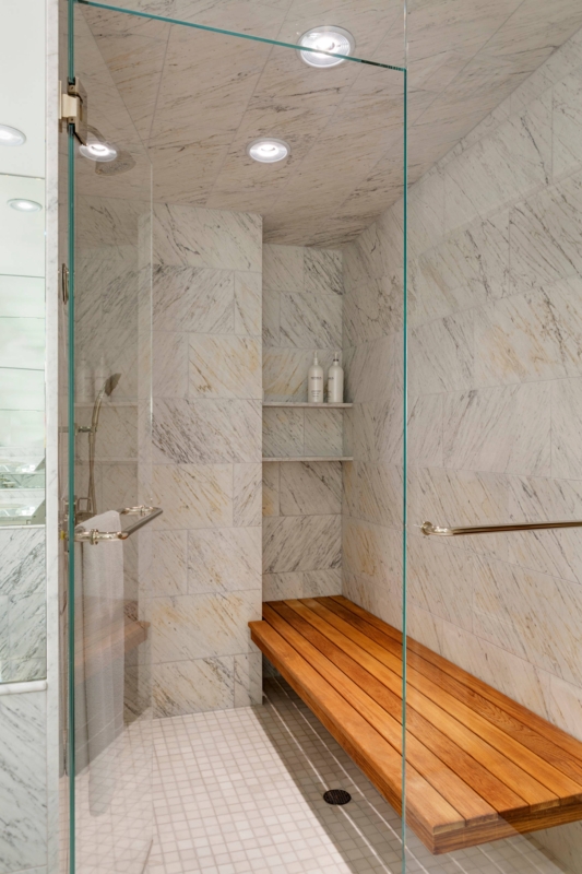White Floating Shower Bench Built In Design Wall Niche Minimalist