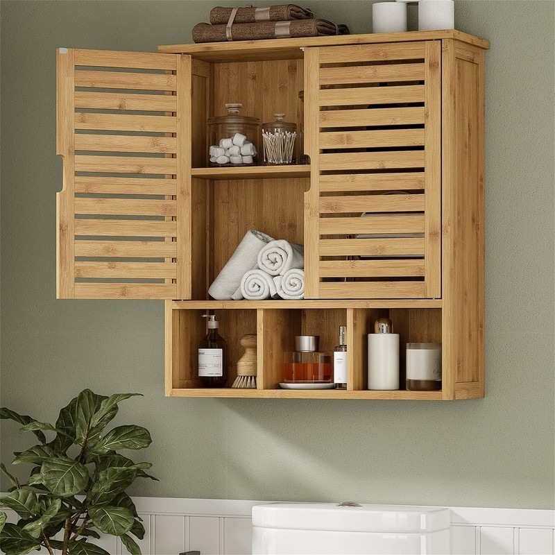 White Medicine Cabinet with Open Lower Shelf and Dual Mirrors