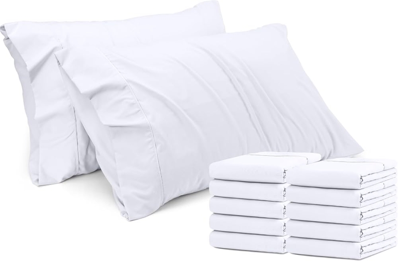 White Microfiber Pillowcase Set, Envelope Closure, Minimalist Bedroom