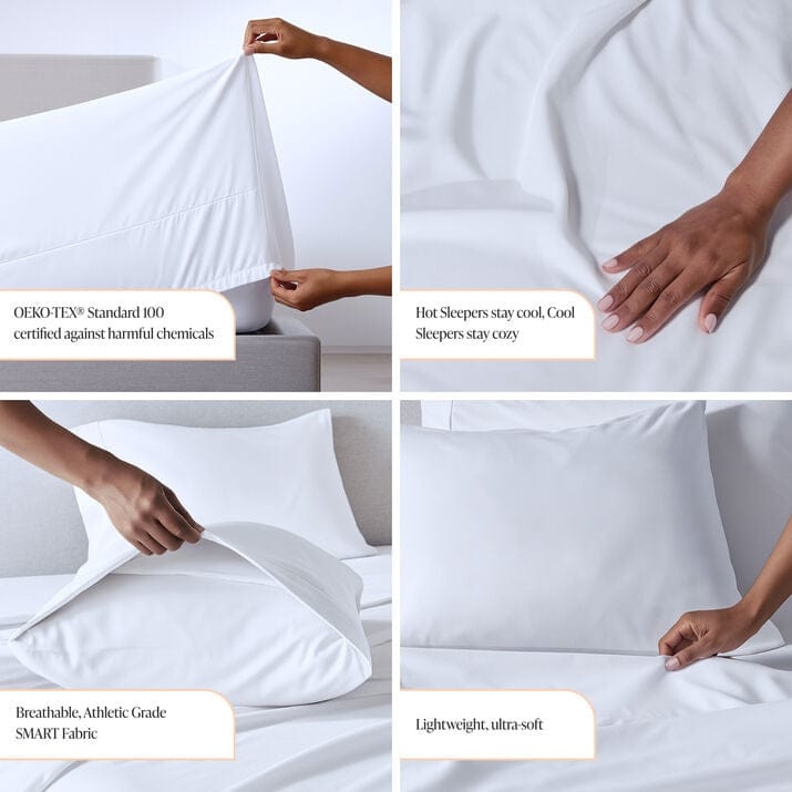 White Pillowcase Set Marrow Stitch Hem Piped Edges Detail