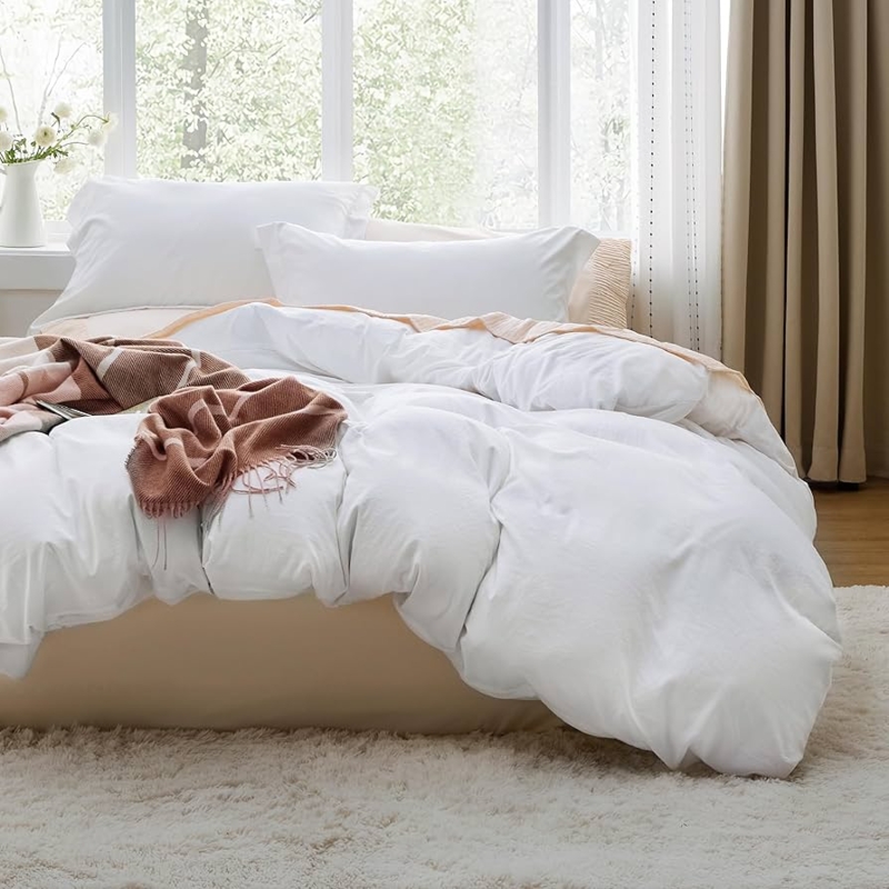 White Prewashed Duvet Cover Set Cotton-Like Texture Soft Ideas