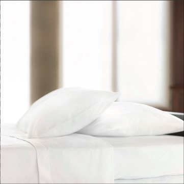 White Sateen Pillowcase with Wide Hem Flange Border Polished Look
