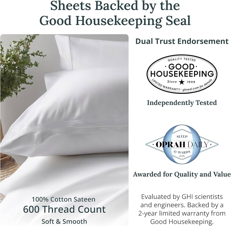 White Sateen Sheet Set with Decorative Multi-Row Hem Stitching