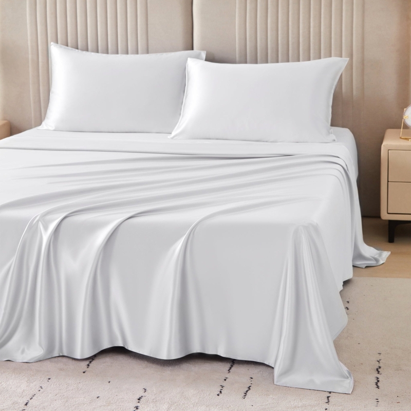 White Sheet Set featuring High Sheen Flange Edge Pillowcases