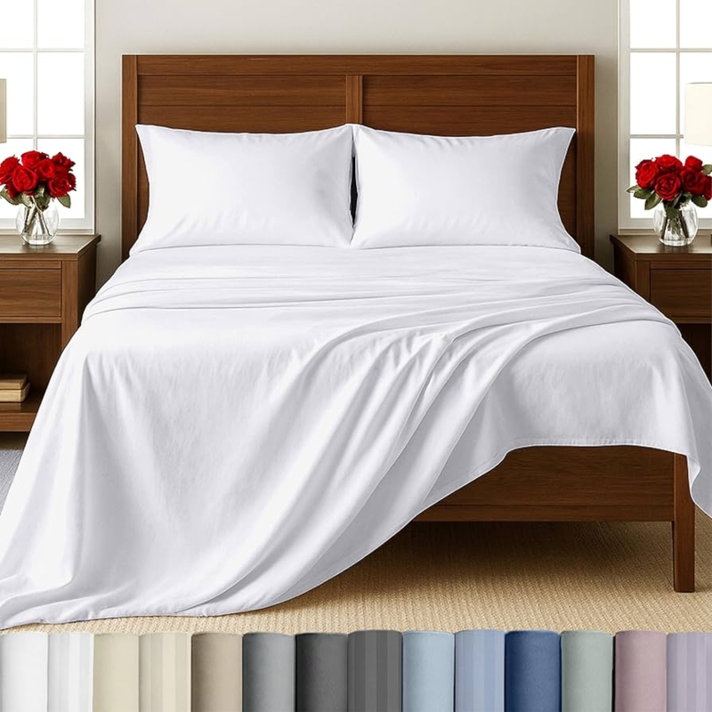White Sheet Set with Smart Orientation Tags and Deep Pockets