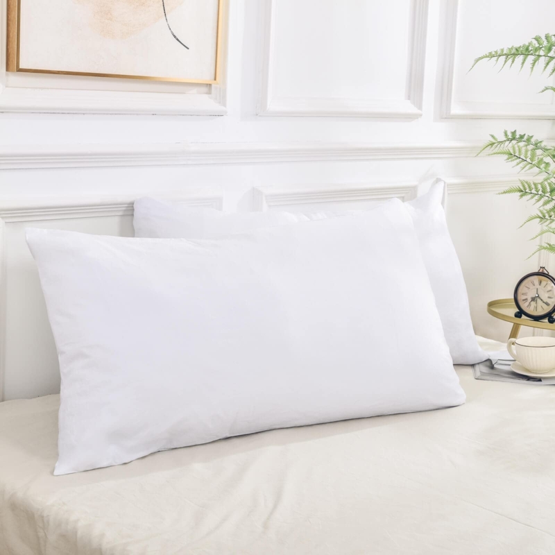 White Textured Pillowcase: Woven, Envelope Closure, Linen Feel Cotton