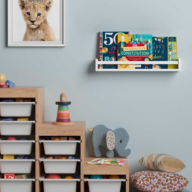 White U-Shaped Floating Shelves Set with Front Safety Lip