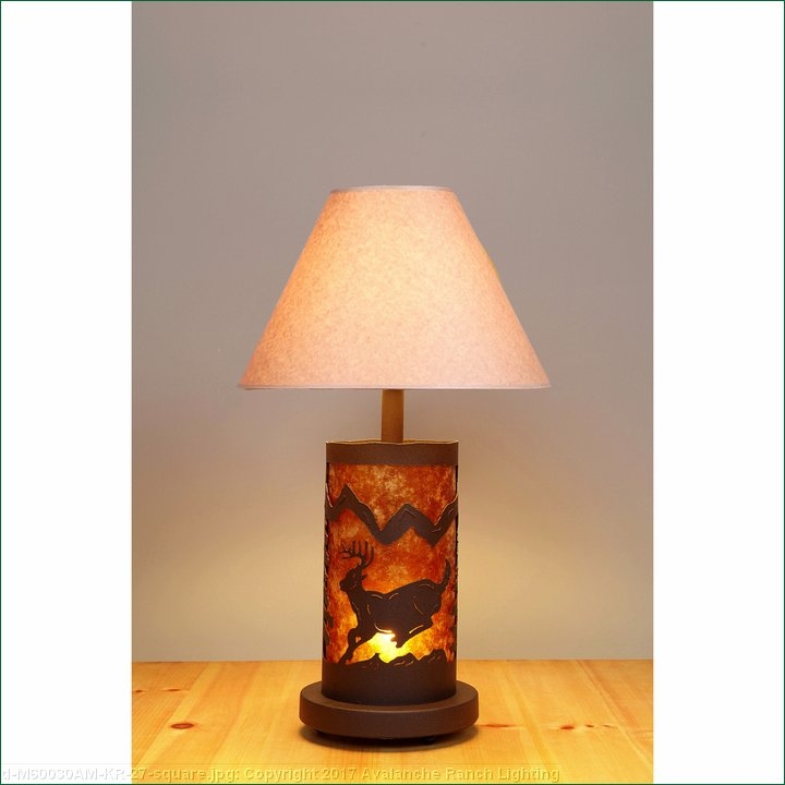 Wilderness Desk Lamp with Metal Deer Silhouette and Mountain Cutout