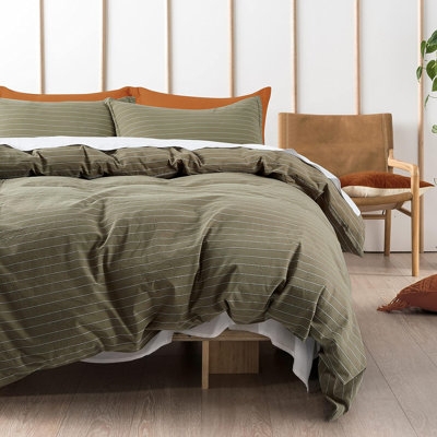 Windowpane Grid Duvet Cover Set White Minimalist Layering