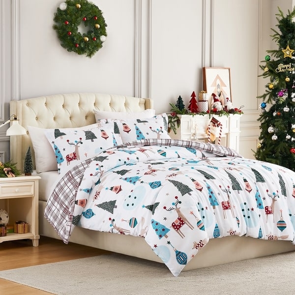 Winter Wonderland Flannel Duvet Set, Navy Snowflake