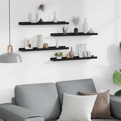 Wood Grain Floating Shelves Set with Concealed Mounting Ledge