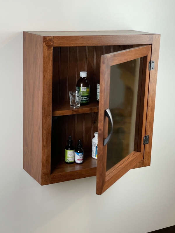 Wood Medicine Cabinet with Natural Grain and Rustic Texture
