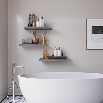 Wood Tone Floating Shelves with Front Safety Lip Picture Ledges