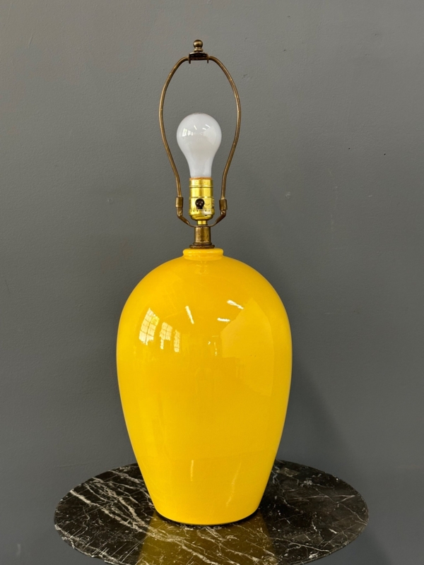 1970s Large Haeger Intense Yellow Ceramic Table Lamp Mid Century   MidCentury Masters