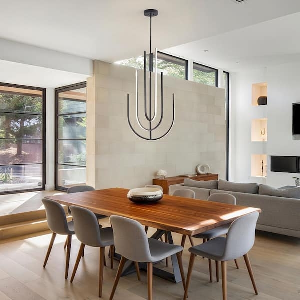 3-Light Integrated LED Pendant with Matte Black Interlocking Rings