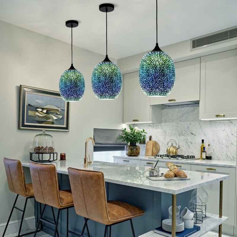 3D Fireworks Glass Globe Pendant Light, Colorful Effect