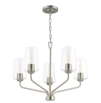 5-Light Chandelier: Brushed Nickel, Upward Facing Frosted Shades