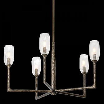 6-Light Chandelier: Champagne Gold with Tall Clear Glass Cylinders
