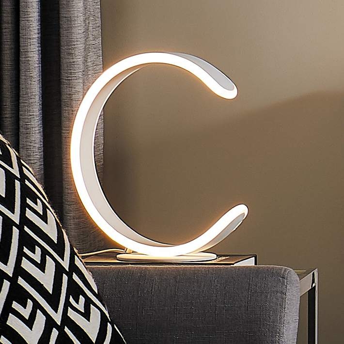 Accent Table Lamp Sculptural Loop White LED Minimalist Lighting