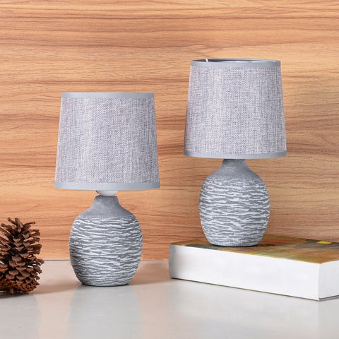 Accent Table Lamp Two-Tone Base Stoneware Finish Compact Organic