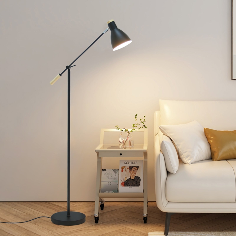 Adjustable Black Tripod Floor Lamp for Living Room