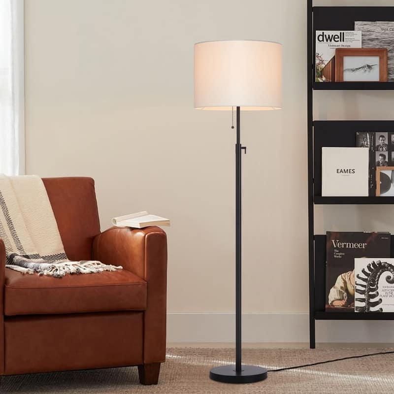 Adjustable Floor Lamp Black and Gold Two-Tone Finish