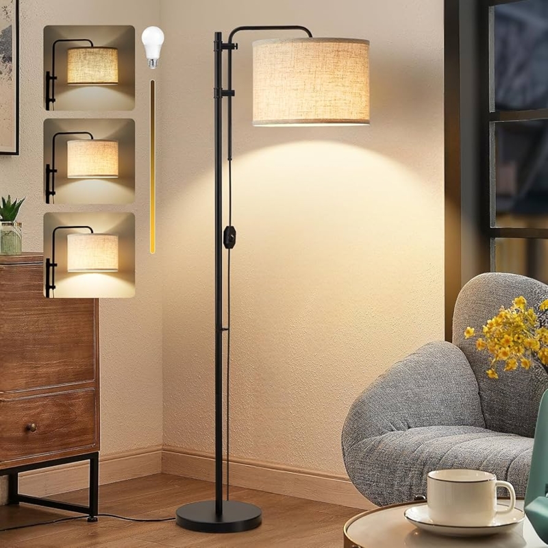 Adjustable Floor Lamp Matte Black Telescoping Pole Reading Nook