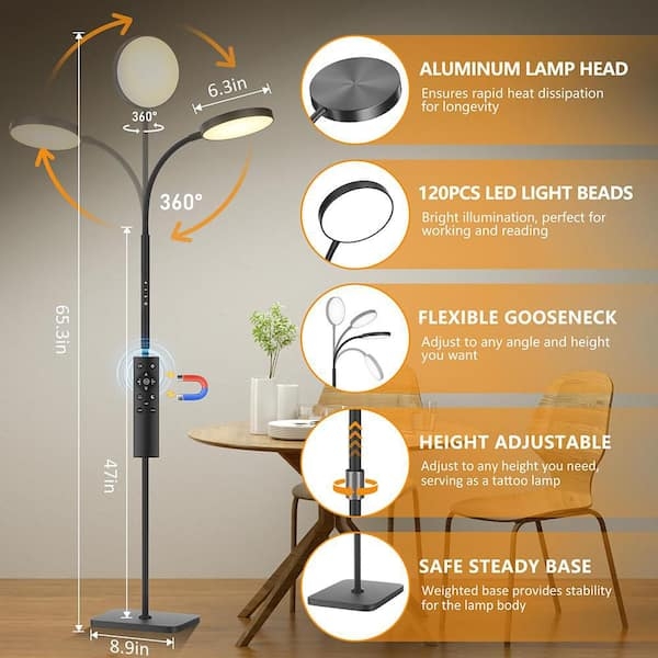 Adjustable Height Floor Lamp: Matte Black Telescoping Task Light