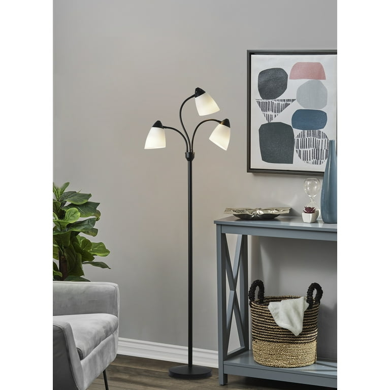 Adjustable Multi Head Floor Lamp Black Cone Shades High Contrast