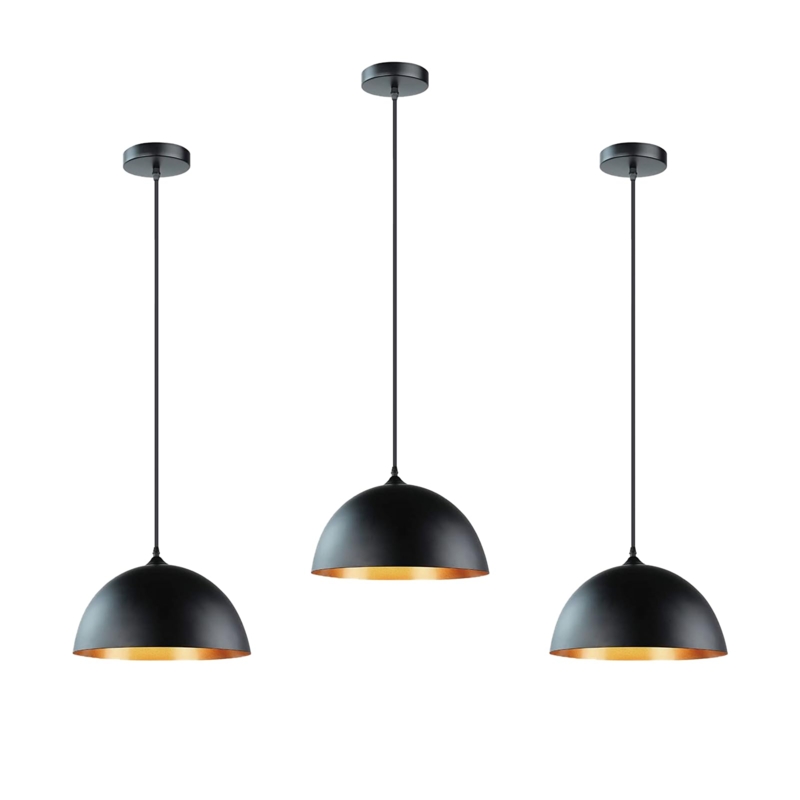 Adjustable Pendant Light Set Matte Black | Gold Interior