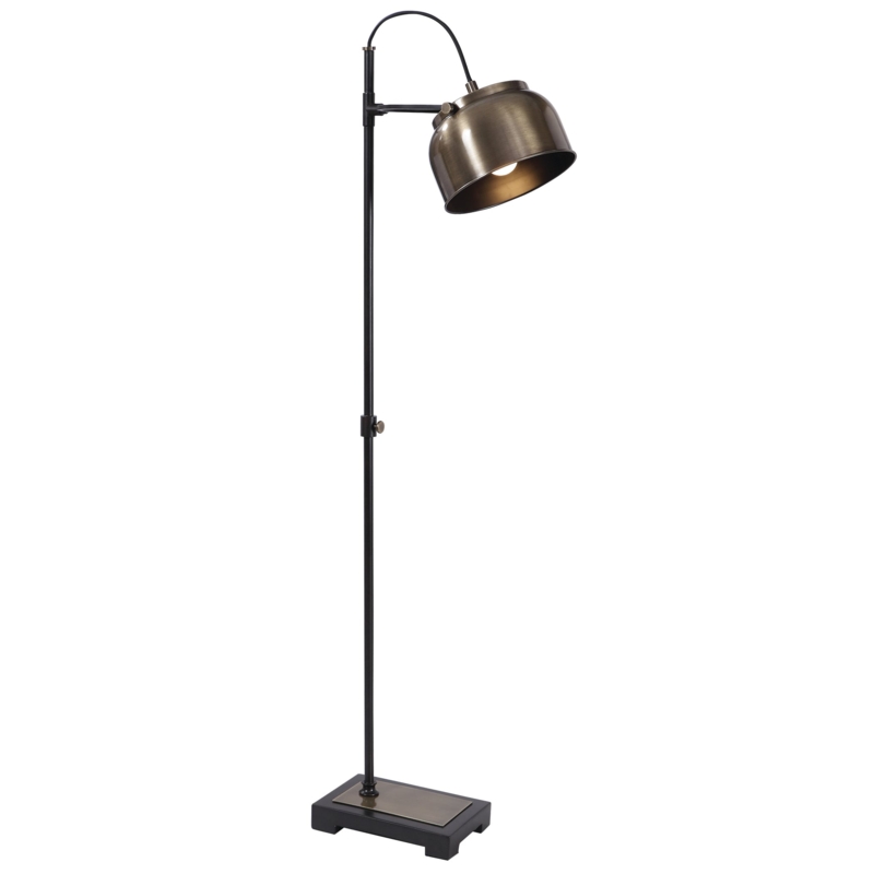 Aged Bronze Floor Lamp: Industrial Style with Adjustable Swing Arm