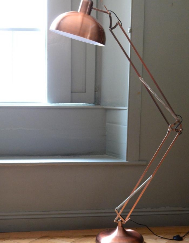 Angled Floor Lamp Adjustable Copper Industrial Modern Reading
