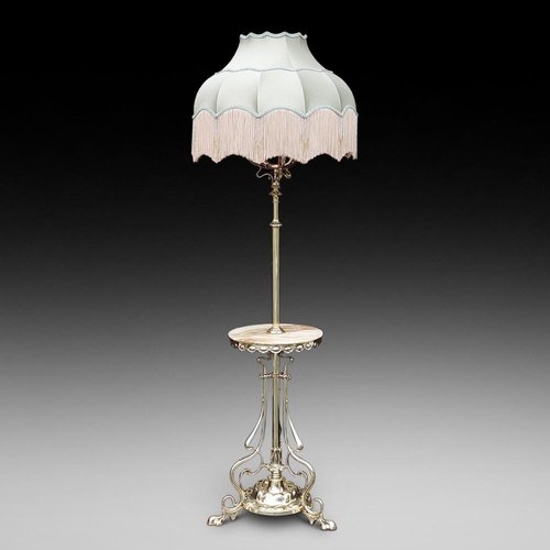 Antique Brass Floor Lamp Tripod Base Art Nouveau Style