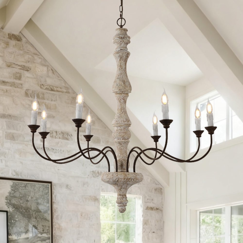 Antique Cream 5-Light Chandelier with Ornate Scrolling