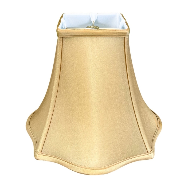 Antique Gold Lamp Shade Set, Square Bell Silhouette, Spider Fitter