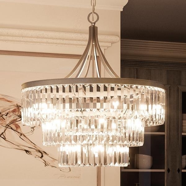 Antique Silver Tiered Chandelier with Crystal Accents for Elegant Formal