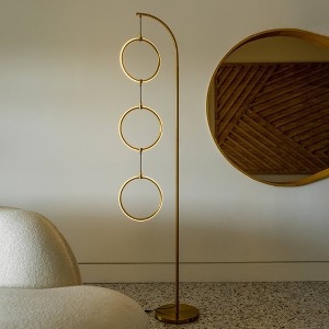 Arc Floor Lamp Antiqued Brass Curved Neck Integrated LED Modern