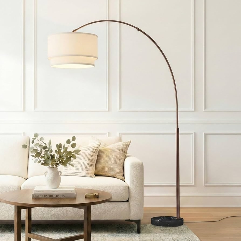 Arc Floor Lamp, Bronze Lighting for Grey Sectional, Mid-Century Style
