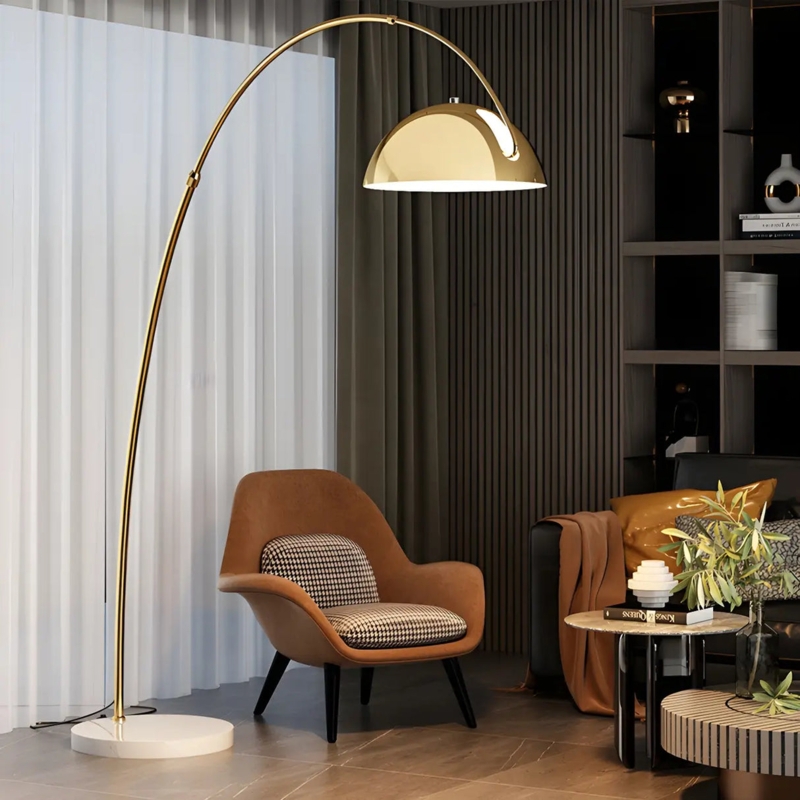 Arc Floor Lamp Chrome Finish Polished Adjustable Extension Design
