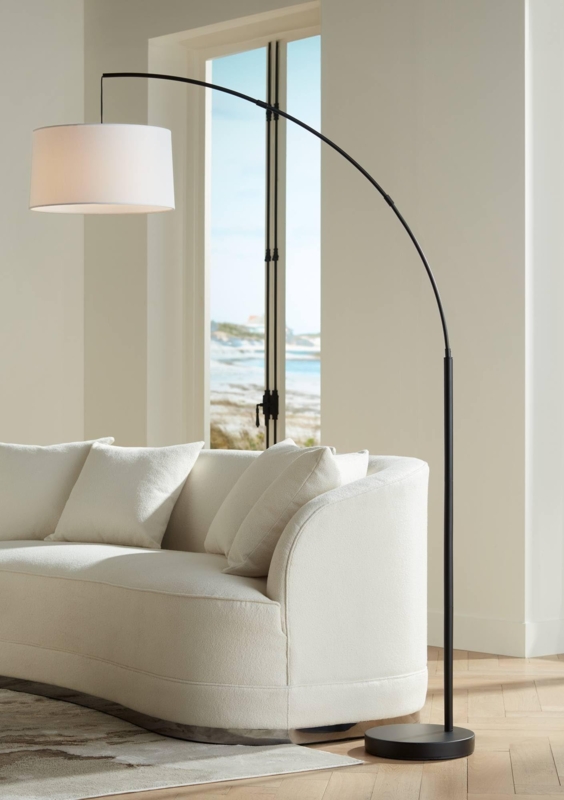 Arc Floor Lamp for a Modern Living Room Reading Nook, Black