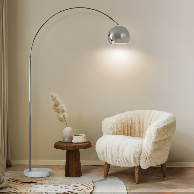 Arc Floor Lamp Living Room: Brushed Chrome Overhanging Design